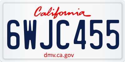 CA license plate 6WJC455