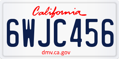 CA license plate 6WJC456