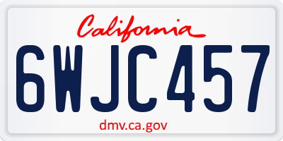 CA license plate 6WJC457