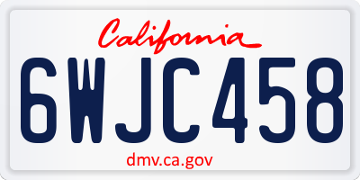 CA license plate 6WJC458