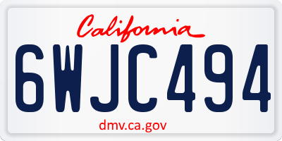 CA license plate 6WJC494