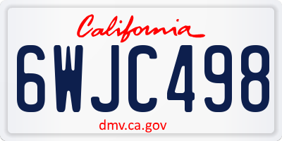 CA license plate 6WJC498