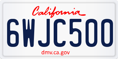CA license plate 6WJC500