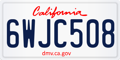 CA license plate 6WJC508