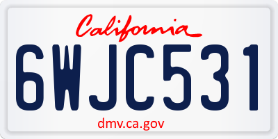 CA license plate 6WJC531