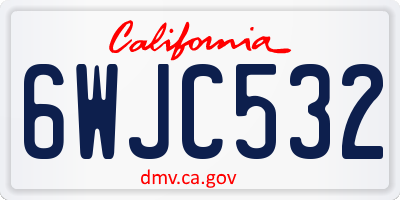 CA license plate 6WJC532