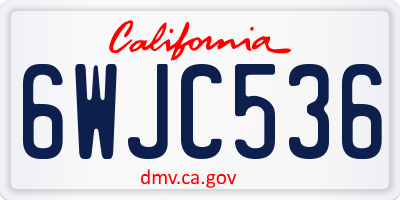 CA license plate 6WJC536