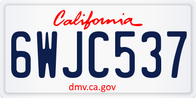 CA license plate 6WJC537