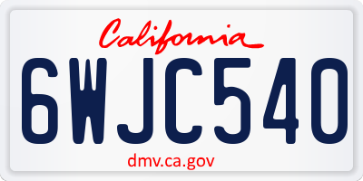 CA license plate 6WJC540