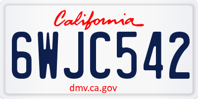 CA license plate 6WJC542