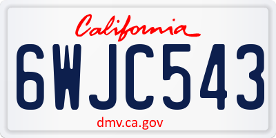 CA license plate 6WJC543