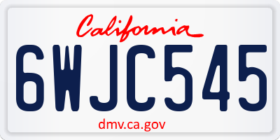 CA license plate 6WJC545