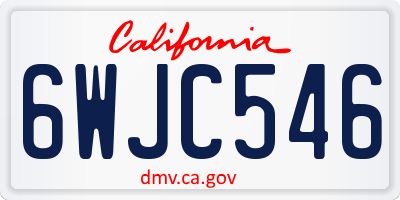 CA license plate 6WJC546