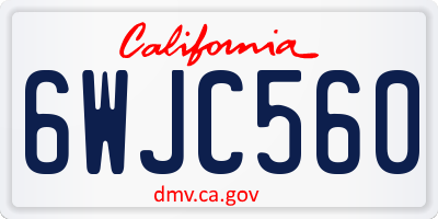 CA license plate 6WJC560