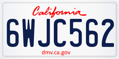 CA license plate 6WJC562