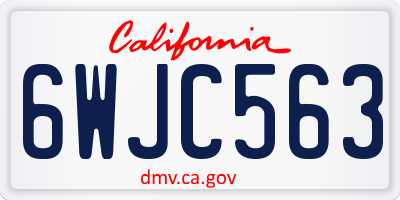 CA license plate 6WJC563