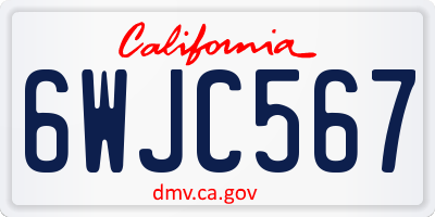 CA license plate 6WJC567