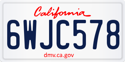 CA license plate 6WJC578
