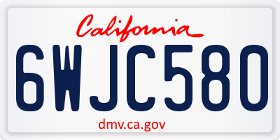 CA license plate 6WJC580