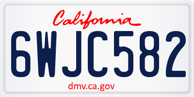 CA license plate 6WJC582