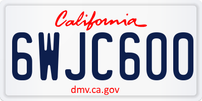 CA license plate 6WJC600