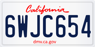 CA license plate 6WJC654