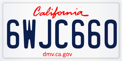 CA license plate 6WJC660