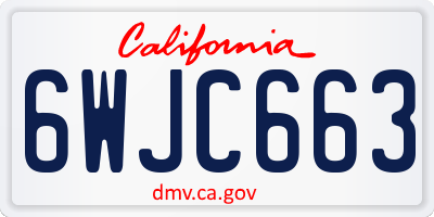 CA license plate 6WJC663