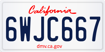 CA license plate 6WJC667
