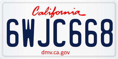 CA license plate 6WJC668
