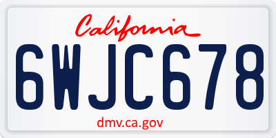 CA license plate 6WJC678