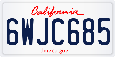 CA license plate 6WJC685