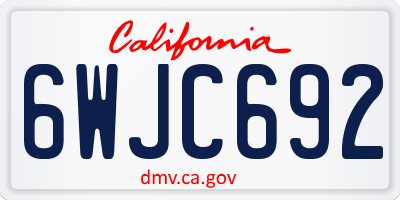 CA license plate 6WJC692