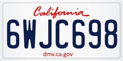 CA license plate 6WJC698