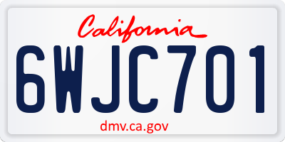 CA license plate 6WJC701