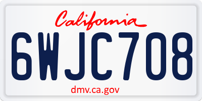 CA license plate 6WJC708