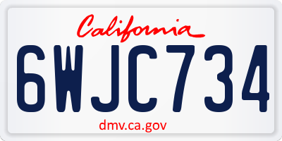 CA license plate 6WJC734