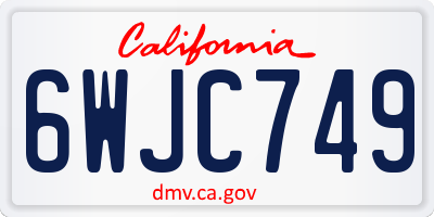 CA license plate 6WJC749
