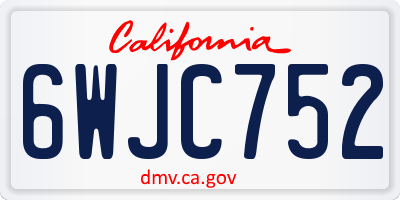 CA license plate 6WJC752