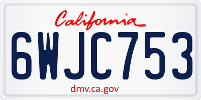CA license plate 6WJC753