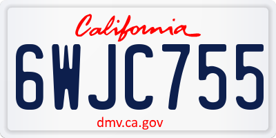 CA license plate 6WJC755