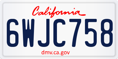 CA license plate 6WJC758