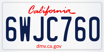 CA license plate 6WJC760