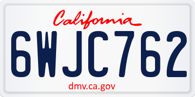 CA license plate 6WJC762