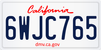 CA license plate 6WJC765