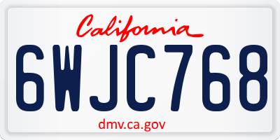 CA license plate 6WJC768