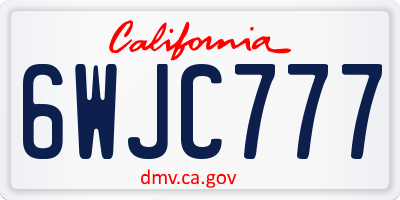 CA license plate 6WJC777