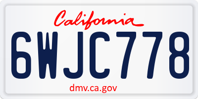CA license plate 6WJC778