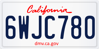 CA license plate 6WJC780