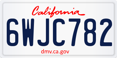 CA license plate 6WJC782